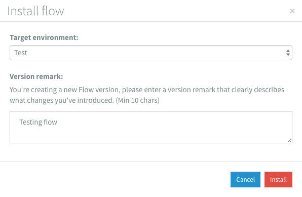 Flow designer install modal