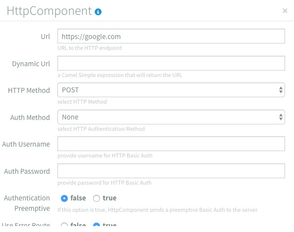 Component properties dialog