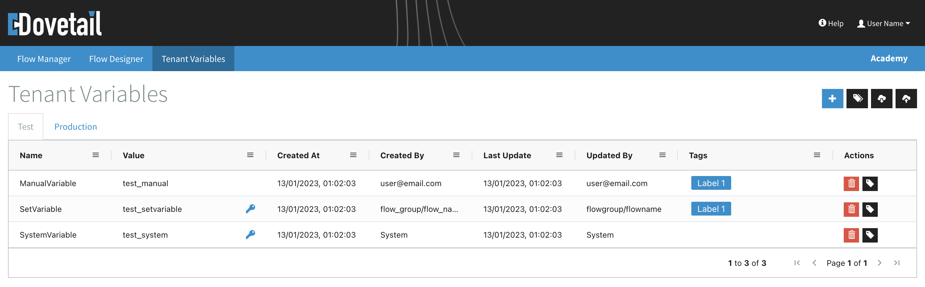 Filled Tenant variables page