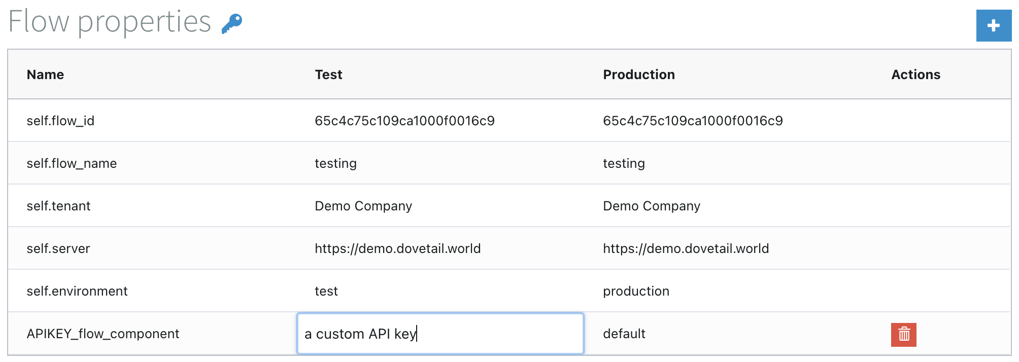 A Flow Component Flow properties in a flow's Settings