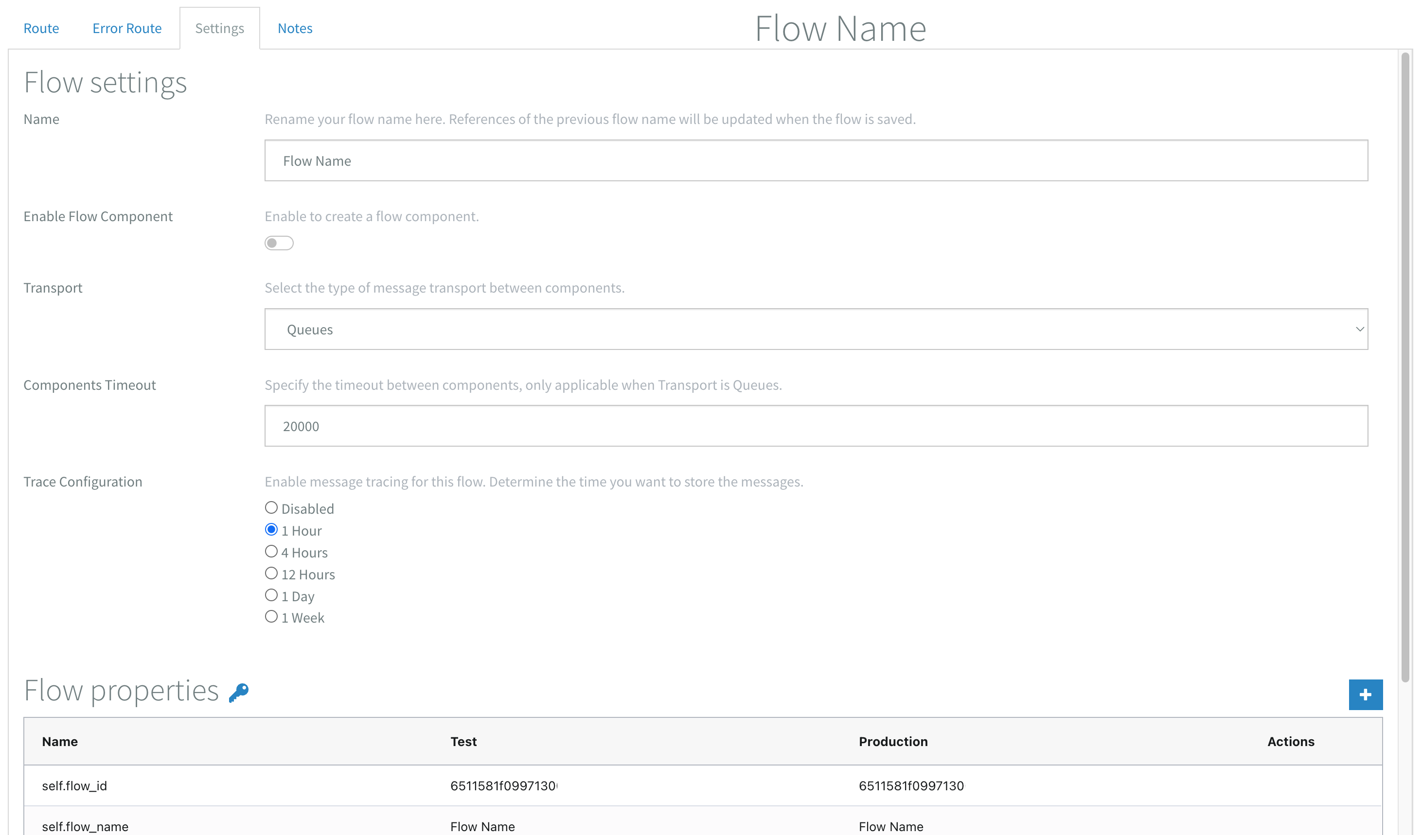 Flow settings
